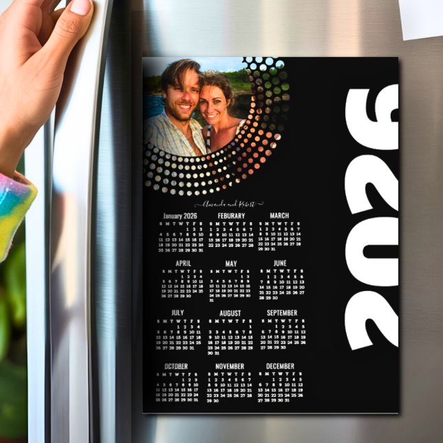 Aimant de photo de calendrier élégant à écriture m (Créateur téléchargé)