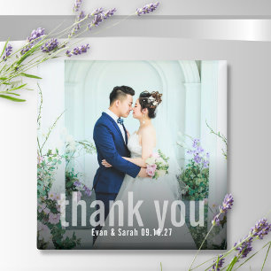 Aimant de photo de mariage remerciement moderne mi