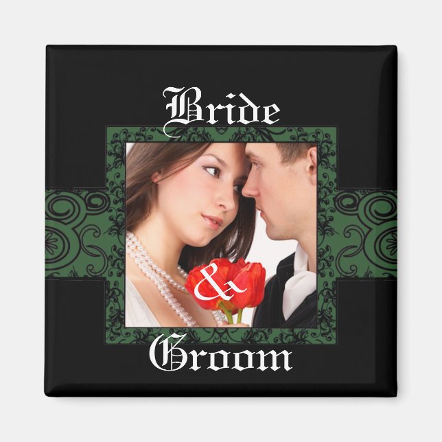 Aimant de photo de mariée et marié (Devant)