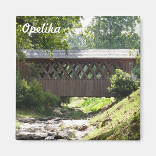 Aimant de photo de pont couvert d'Opelika Alabama