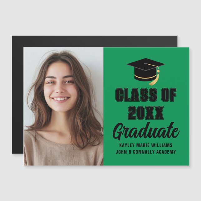 Aimant de photo de remise de diplôme de la promoti (Devant / Derrière)
