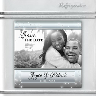 Aimant de photo Save The Date Silver Light Sparkle
