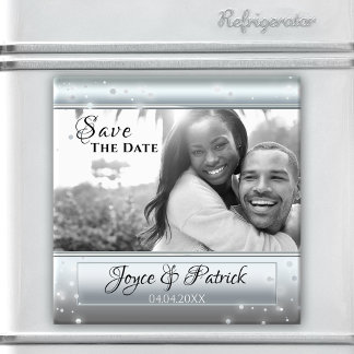 Aimant de photo Save The Date Silver Light Sparkle