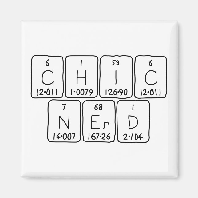 Aimant de phrase de table périodique ChicNerd (Devant)