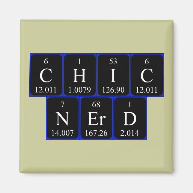 Aimant de phrase de table périodique ChicNerd (Devant)