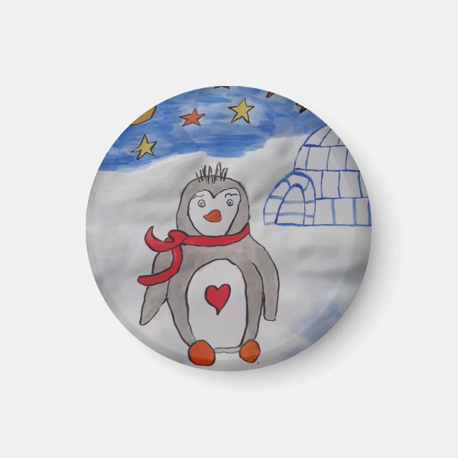 Aimant de pingouin à neige d'hiver (Devant)