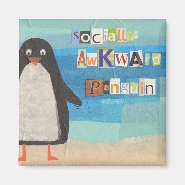 Aimant de pingouin socialement maladroit (Devant)