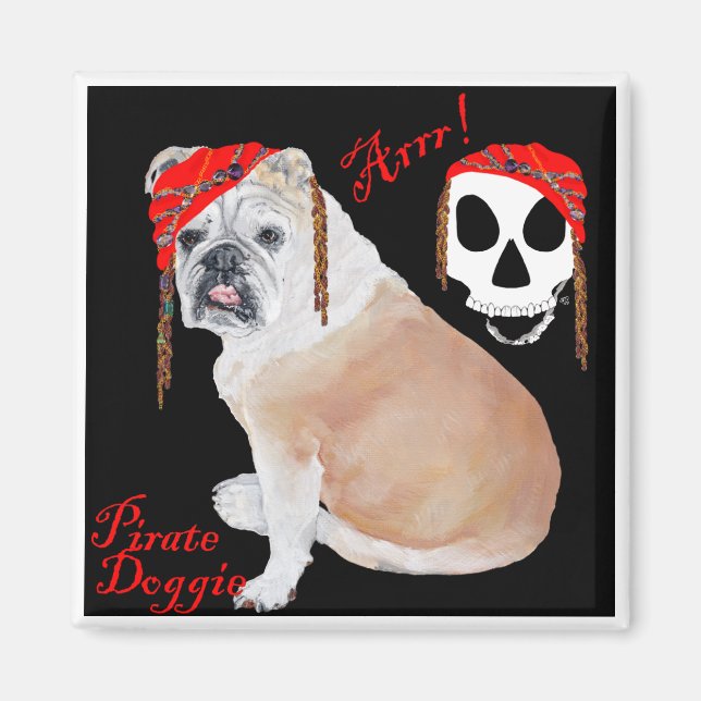 Aimant de pirate Bouledogue Anglais (Devant)