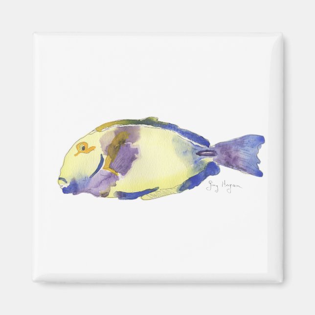 Aimant de poisson jaune/bleu (Devant)