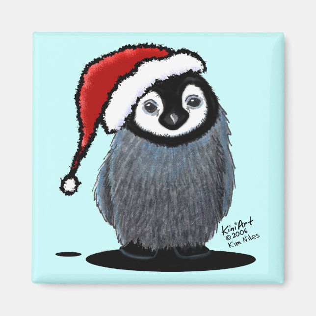 Aimant de poulet en pingouin de Noël (Devant)