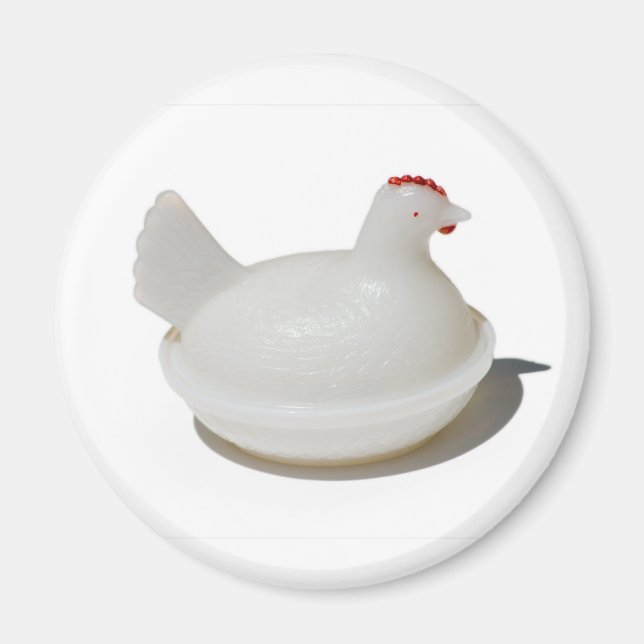 Aimant de poulet en verre antique (Devant)