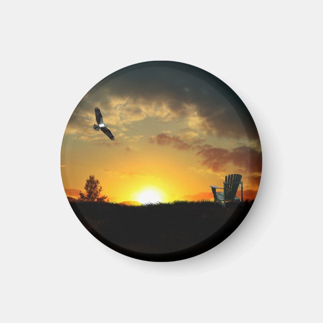 Aimant de prairie grasseuse du coucher du soleil j (Devant)