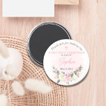 Aimant de première communion rose<br><div class="desc">Le saké parfait de la première communion avec des fleurs d'aquarelle rose et beige pour les filles.</div>