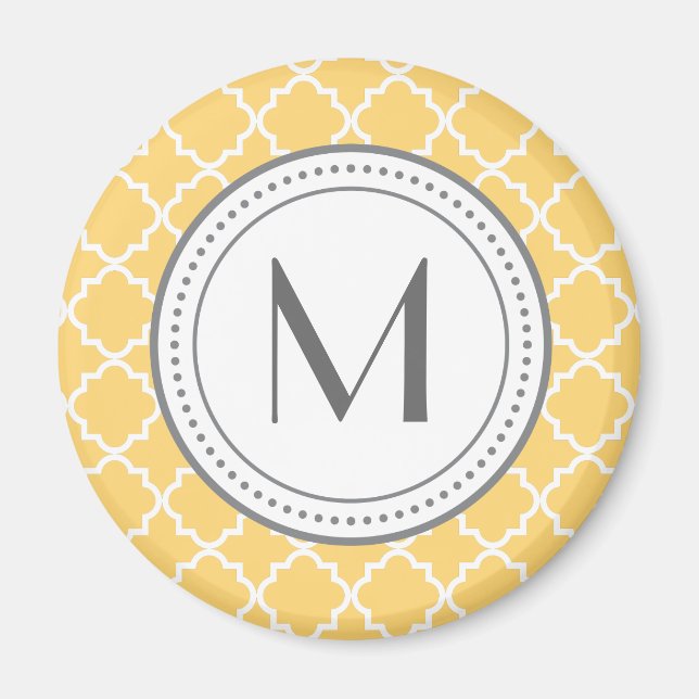 Aimant de Quatrefoil Monogramme - jaune (Devant)