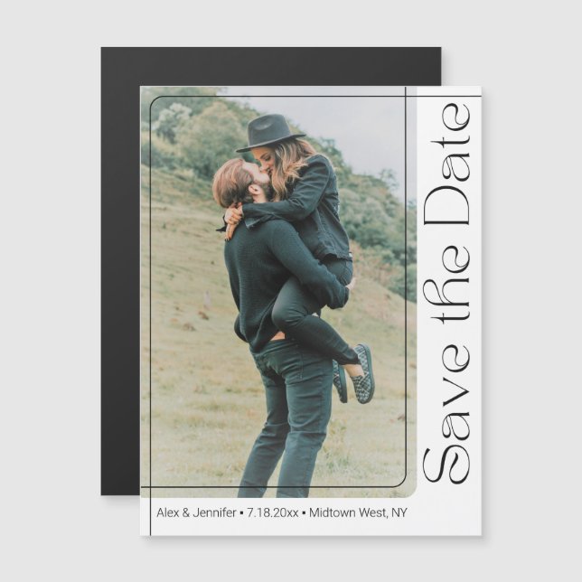 Aimant de rappel de date de mariage à typographie  (Devant / Derrière)