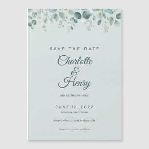 Aimant de rappel de date de mariage Blue Sage Euca