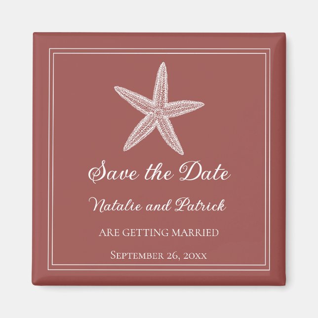 Aimant de rappel de date de mariage en terre cuite (Devant)