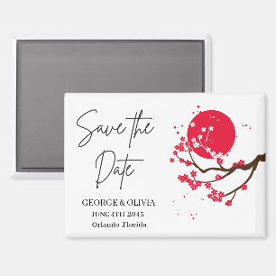 Aimant de rappel de mariage Sumi-e Cerisier à Fleu