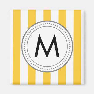 Aimant de rayures verticales de monogramme - jaune