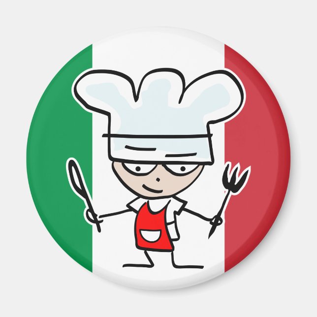 Aimant de réfrigérateur de chef italien avec dessi (Devant)