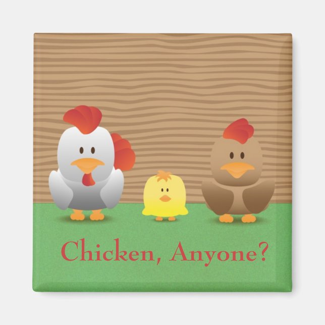 Aimant de réfrigérateur de dessin animé de poulets (Devant)