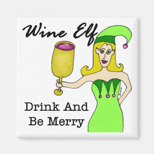 Aimant de réfrigérateur d'Elf de vin