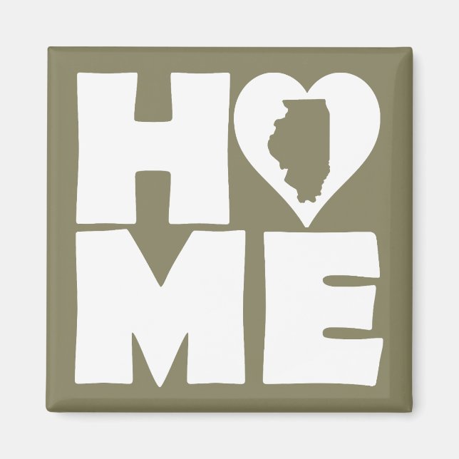 Aimant de réfrigérateur Illinois Home Heart State (Devant)