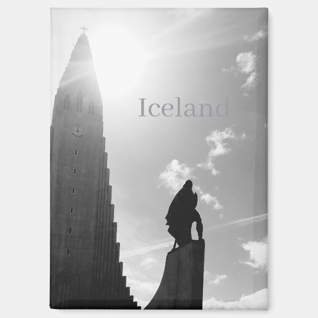 Aimant de réfrigérateur Islande – Église Hallgríms (Recto)