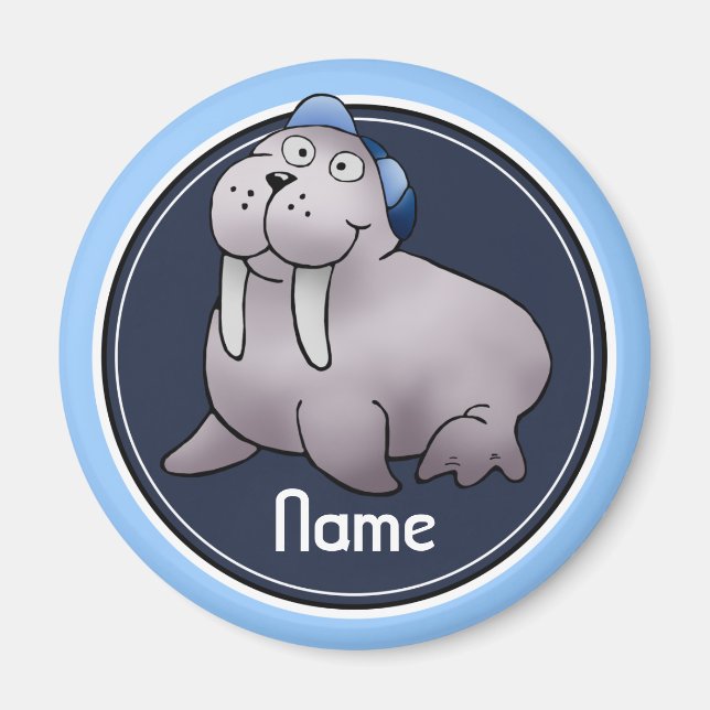 Aimant de réfrigérateur, Modèle de nom, Walrus (Devant)