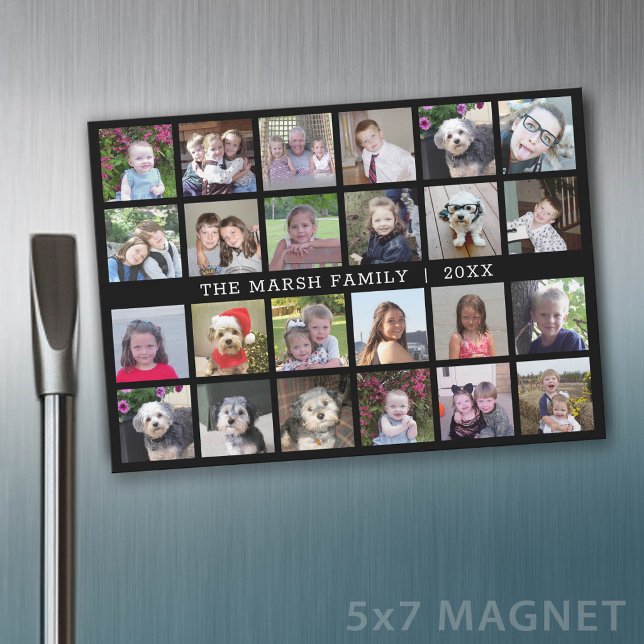Aimant de réfrigérateur noir - Nom de famille Coll (Photo Magnet - 5x7)