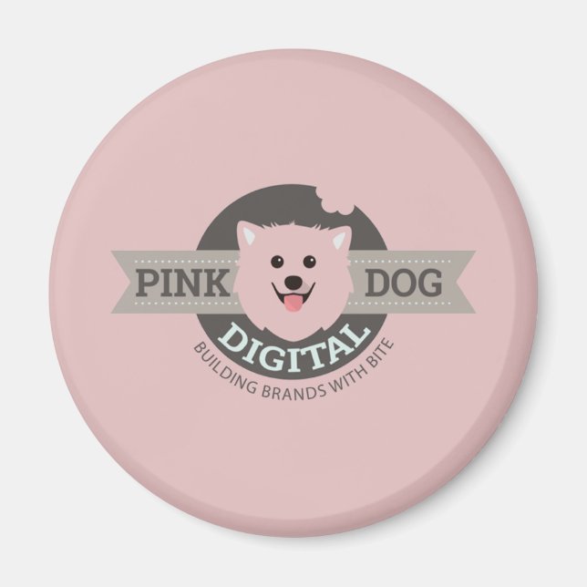 Aimant de réfrigérateur numérique Pink Dog Digital (Devant)
