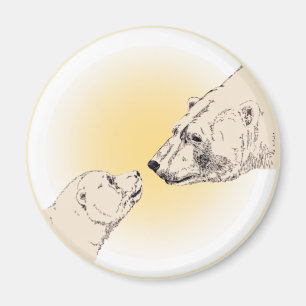 Aimant de réfrigérateur Ours Polaire & Ourson Cade