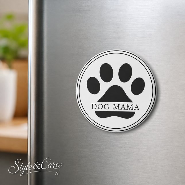 Aimant de réfrigérateur personnalisé avec empreint (Dog Mama Custom Text Paw Print Fridge Magnet Gift)