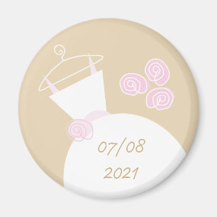 Aimant de réfrigérateur robe de mariée rose beige 