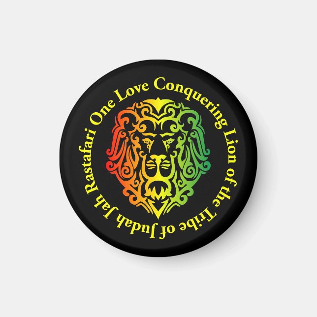 Aimant de réfrigérateur rond Rasta Lion (Devant)