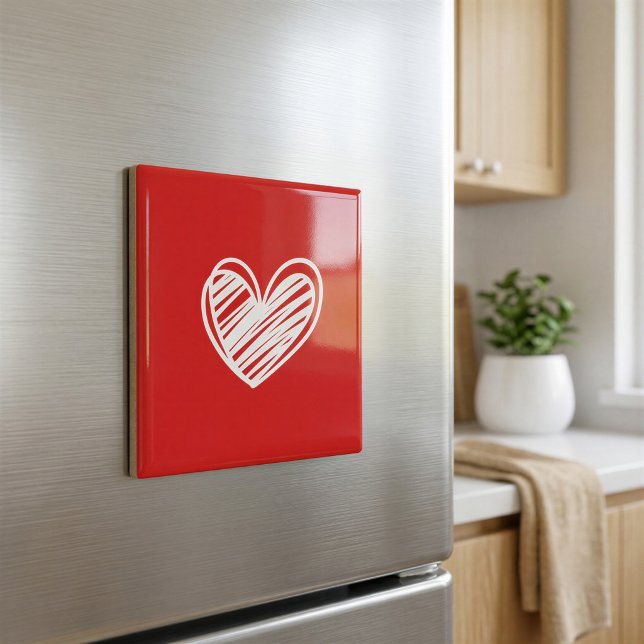 Aimant de réfrigérateur rouge cœur moderne (Créateur téléchargé)