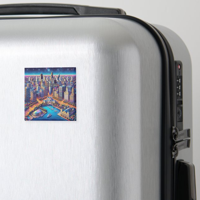 Aimant de réfrigérateur souvenir de Chicago Illino (In Situ (Bagages))