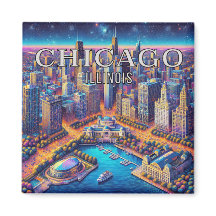 Aimant de réfrigérateur souvenir de Chicago Illino