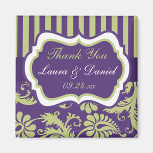 Aimant de remerciement de mariage en Damas violet,
