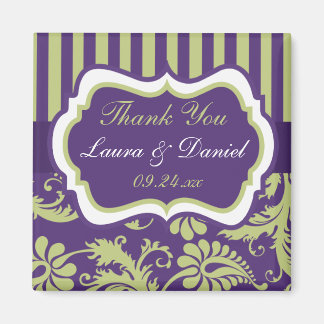 Aimant de remerciement de mariage en Damas violet,