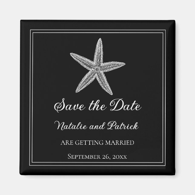 Aimant de sauvegarde de date Black Starfish (Devant)