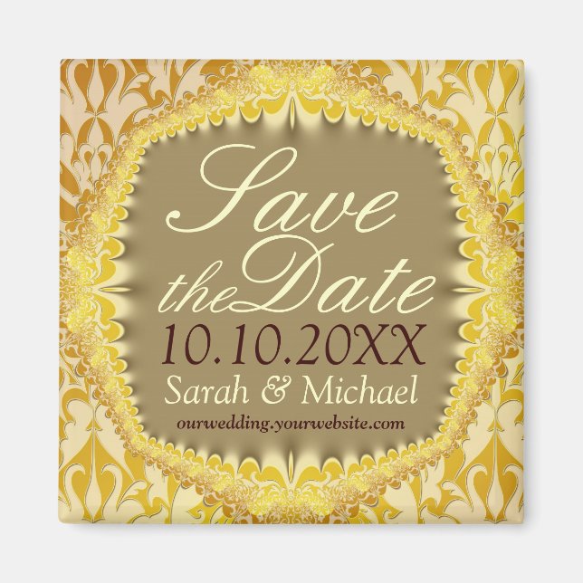 Aimant de sauvegarde de date Bohème Vintage Damass (Devant)