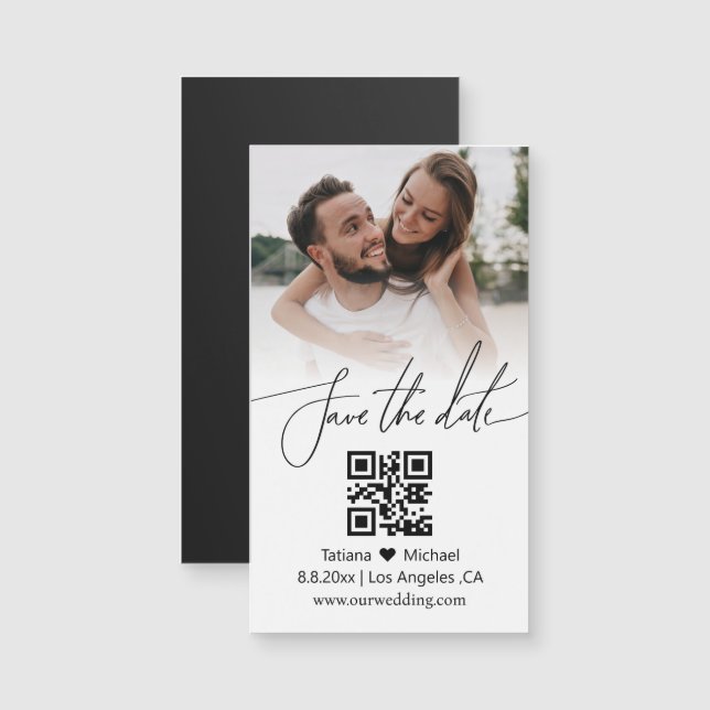 aimant de sauvegarde de date de code QR minimal mo (Devant / Derrière)