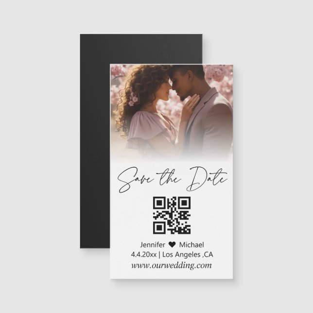 aimant de sauvegarde de date de couple de code QR  (Devant / Derrière)