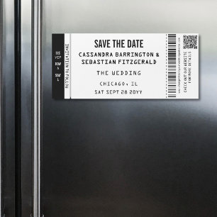 Aimant de sauvegarde de date de mariage de billet 
