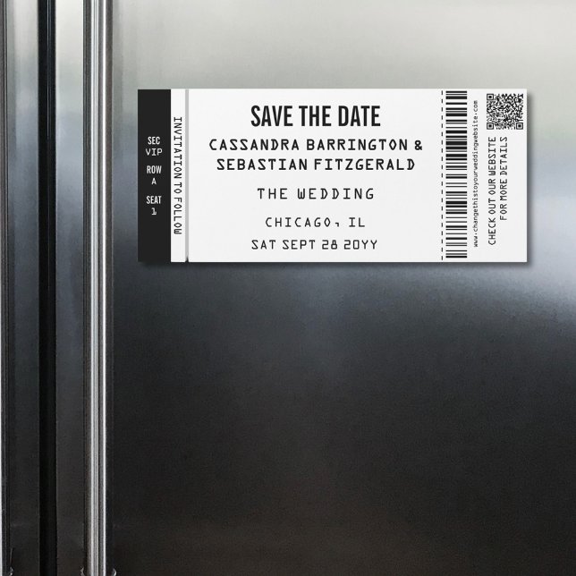 Aimant de sauvegarde de date de mariage de billet  (Fun concert ticket style wedding save the date magnet will keep your wedding on display.)