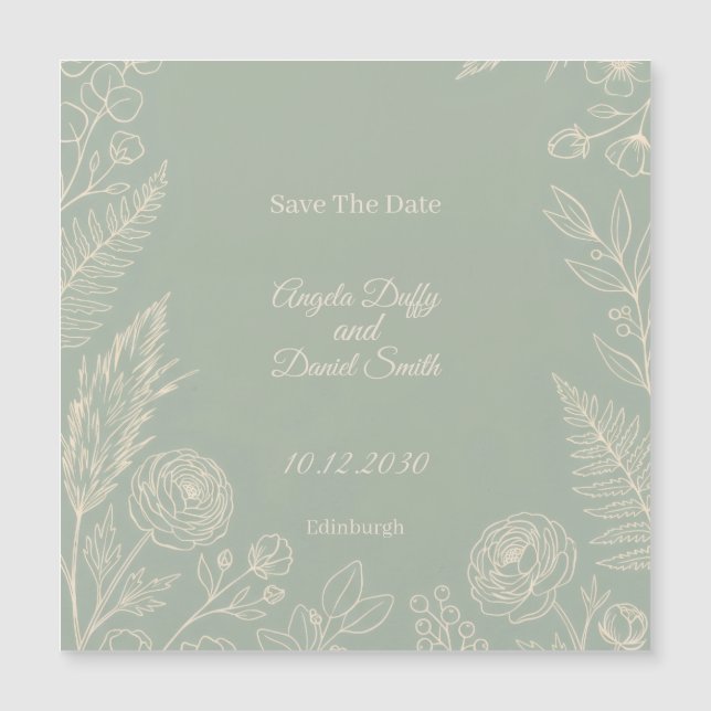Aimant de sauvegarde de date de mariage en art lin (Devant)
