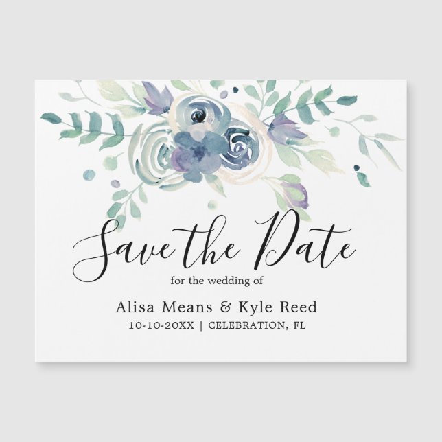Aimant de sauvegarde de date de mariage Greenery V (Devant)