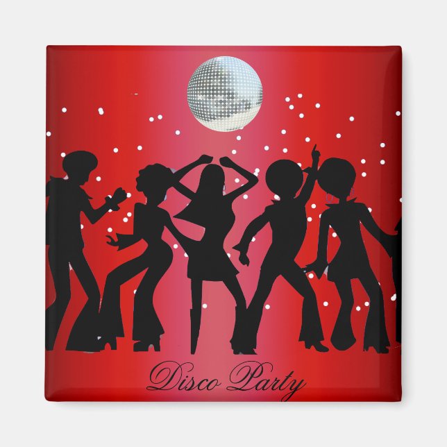Aimant de sauvegarde de date de soirée disco (Devant)
