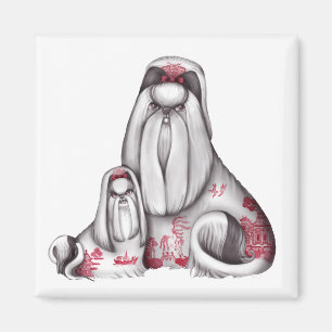 Aimant de Shih Tzus de saule rouge